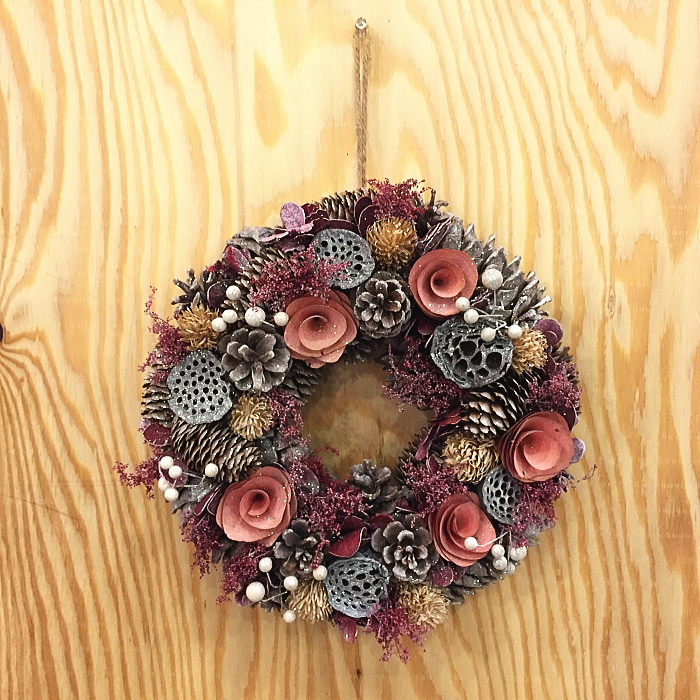 クリスマスリース 30cmナチュラルデコリース : Color and Seasons