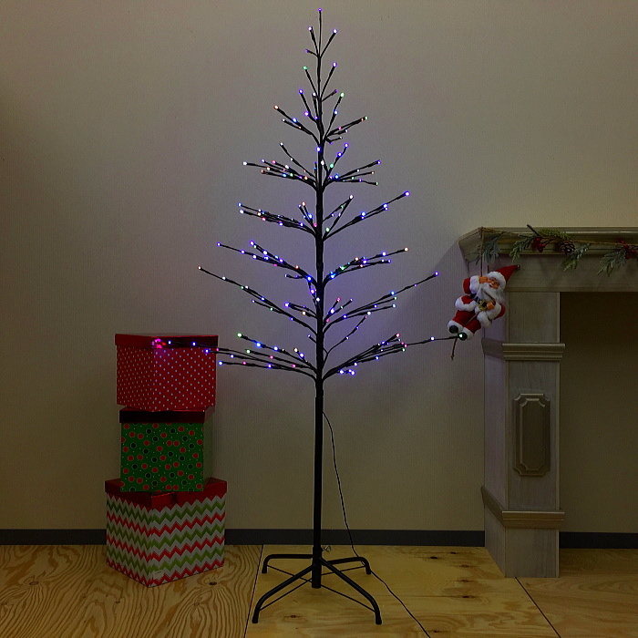 クリスマスツリー ブランチLEDライトツリー150cm ブラック 点滅