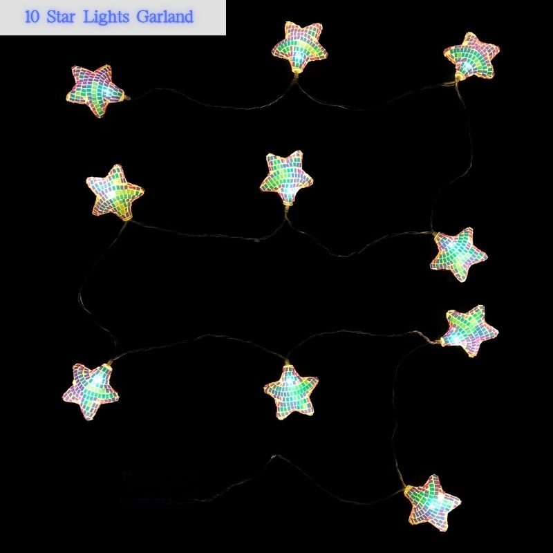 10球 ウォームホワイトLEDスターライト｜ミラーボール風 星型
