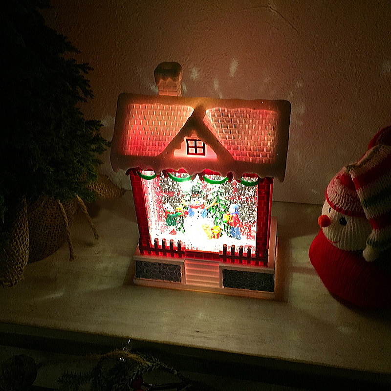 クリスマス置物 スノーイングハウスライト オルゴール スノードーム 