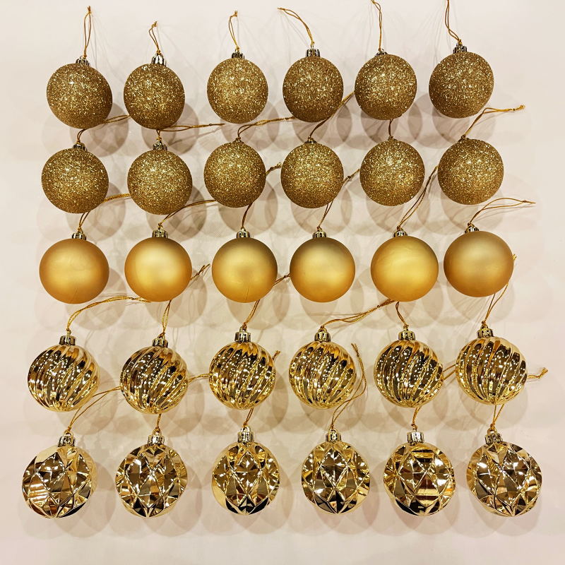 ボールオーナメント 60mmプラスチックボールセット ゴールド 30個入