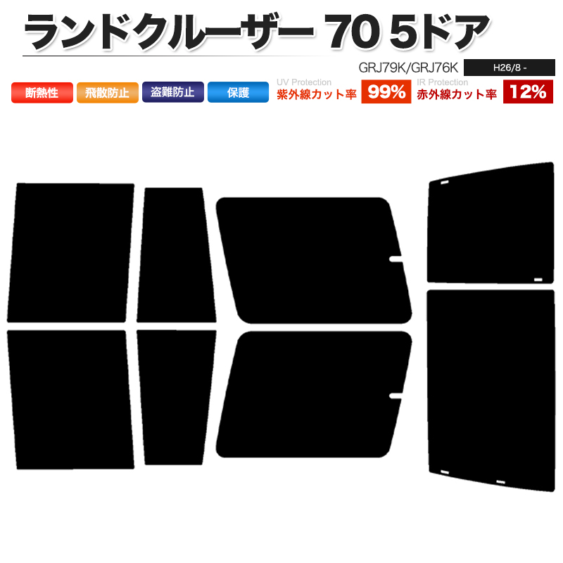 カーフィルム カット済み リアセット ランドクルーザー 70 5ドア GRJ79K GRJ76K スモークフィルム｜minasamashop｜02