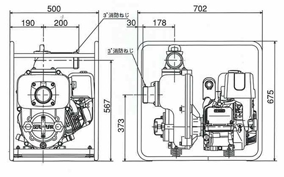 寺田ポンプ 3インチ トラッシュ型エンジンポンプ ETS-80MX (口径80φ