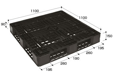 樹脂パレット JL-D4-1111L 10枚セット (1100mm×1100mm×厚さ150mm
