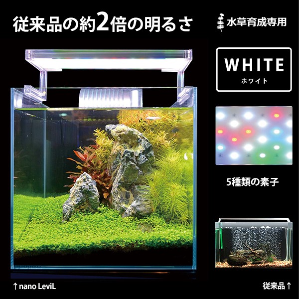 ゼンスイ 超薄型 LEDランプ 45cm水槽用 ホワイト nano LeviL 450 (水草用) [ナノレビル LEDライト 照明 鑑賞魚 熱帯魚  白]