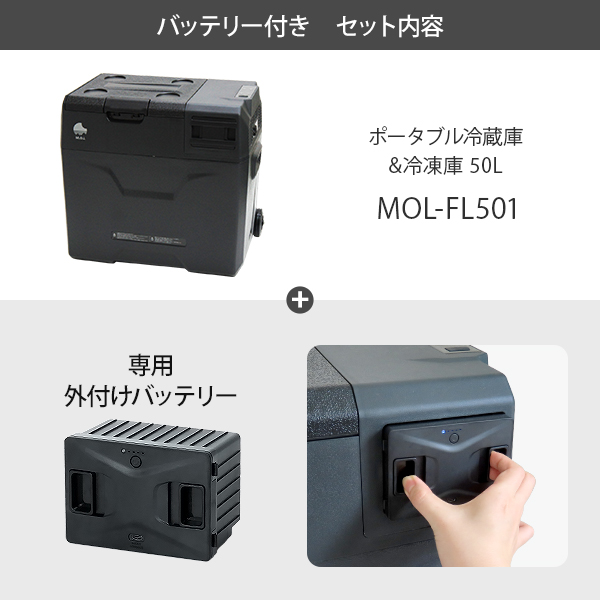 ΣΣMOL 保冷庫 冷凍冷蔵庫 車載 クーラーボックス MOL-F401 40L M.O.L ポータブル冷蔵庫＆冷凍庫 40L MOL-FL401 (DC12V