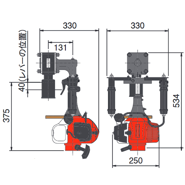 ビーバー エンジン杭打機 ビッグハンマー・ハイパワー型 RP-042WH (全長534mm/打撃力2.0t/ゼノア41.5cc)