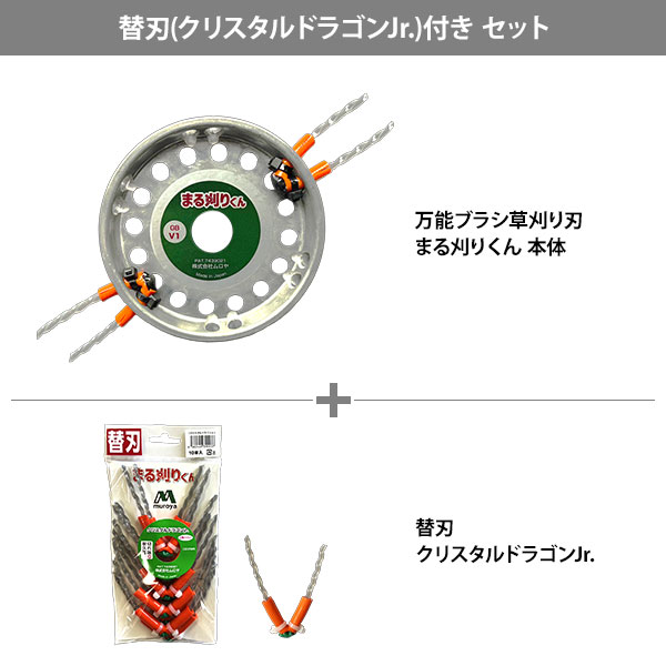 メール便】万能ブラシ草刈り刃 まる刈りくん 本体 + クリスタル