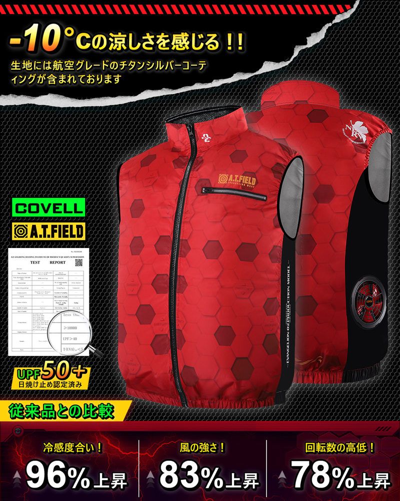 COVELL エヴァンゲリオン 空調冷風服 ベスト単品 2号機モデル L