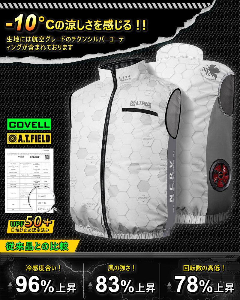 COVELL エヴァンゲリオン 空調冷風服 ベスト単品 ホワイト LL