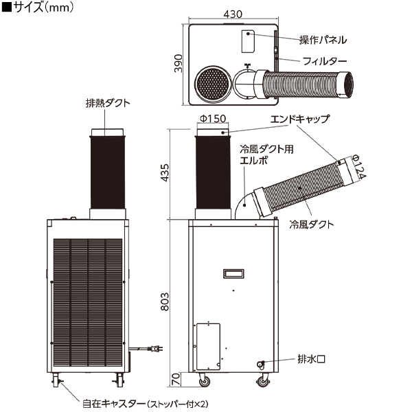日動工業 ドレンレススポットクーラー SPC-25ACND-PG (100V専用／屋内