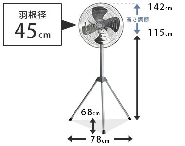 KODEN 三脚型工場扇 KSF4543-S (アルミ羽根/羽根径45cm/4枚羽根) [広電