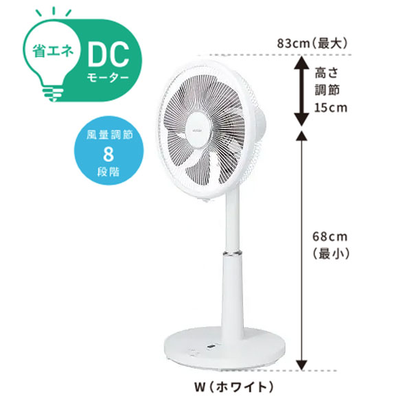 リモコン付きスタンド型扇風機 ホワイト シィーネット DCフルリモコン扇 ホワイト (30cm) CFDF307WH