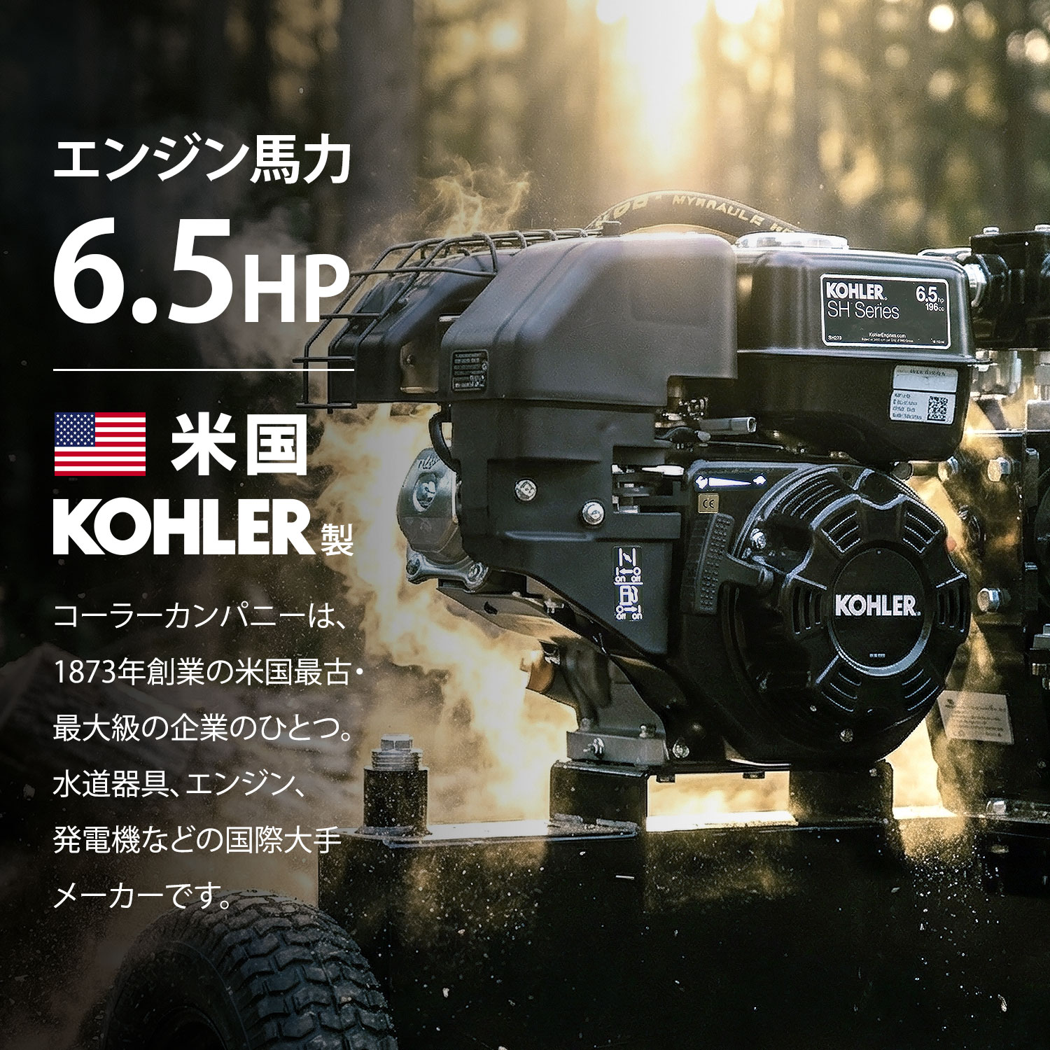 組立済み】ミナト エンジン薪割り機 18t (米国KOHLERエンジン搭載) LSE