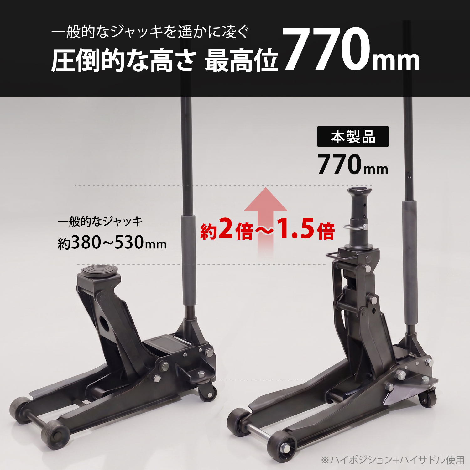 ミナト ジャッキ 3t ハイリフト スチール製 MHJ-ST3.0HL (デュアル