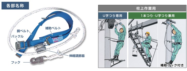 ミナト電機工業ヤフー店 - ツヨロン 柱上作業用安全帯 FC-11 (U字つり専用) [高所作業 装備]｜Yahoo!ショッピング