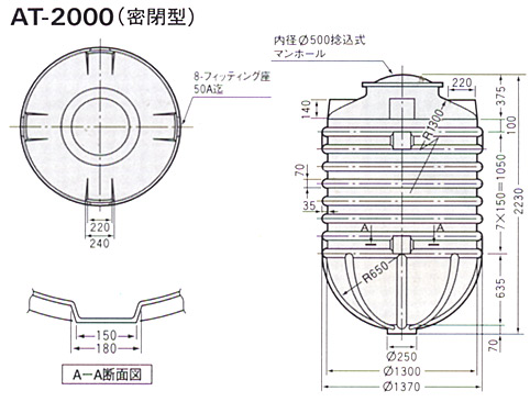 スイコー 地中埋設型タンク AT-2000 (2000L／密閉型) : at-2000