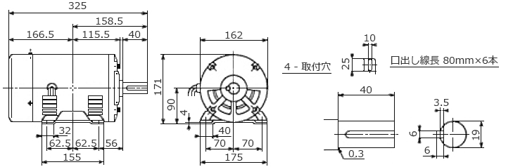 日東電工 単相モーター EFOUP-KQN 4P 0.75kw (単相100V200V/0.75