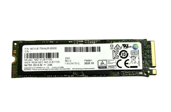 SAMSUNG サムソン製 内蔵SSD PM981 MZ-VLB1T00 MZVLB1T0HALR 1TB M.2 2280 NVMe PCI ...