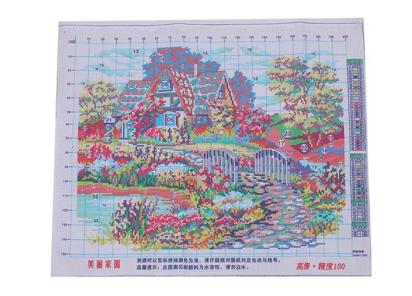 クロスステッチ　超大判　緑の木の風景 完成品 34618_mo34-d