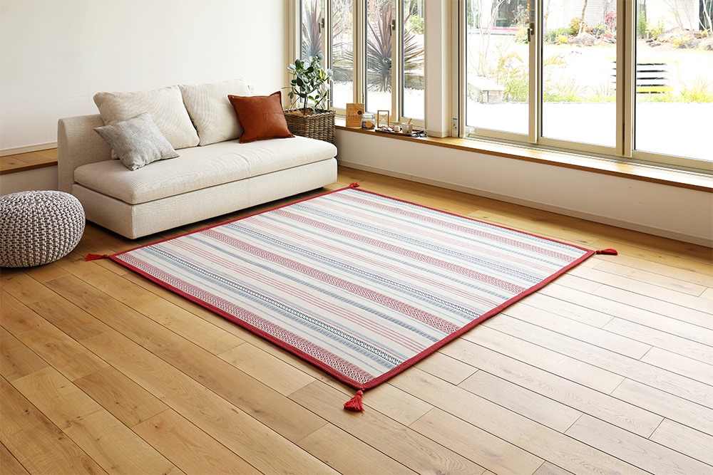 メーカー直送品】綿100％の洗えるインド綿ラグ テラ 約185×240cm