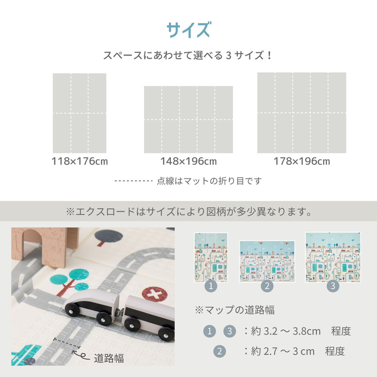 メーカー直送品】折りたたみ 水拭き可能 プレイマット 道路 約148