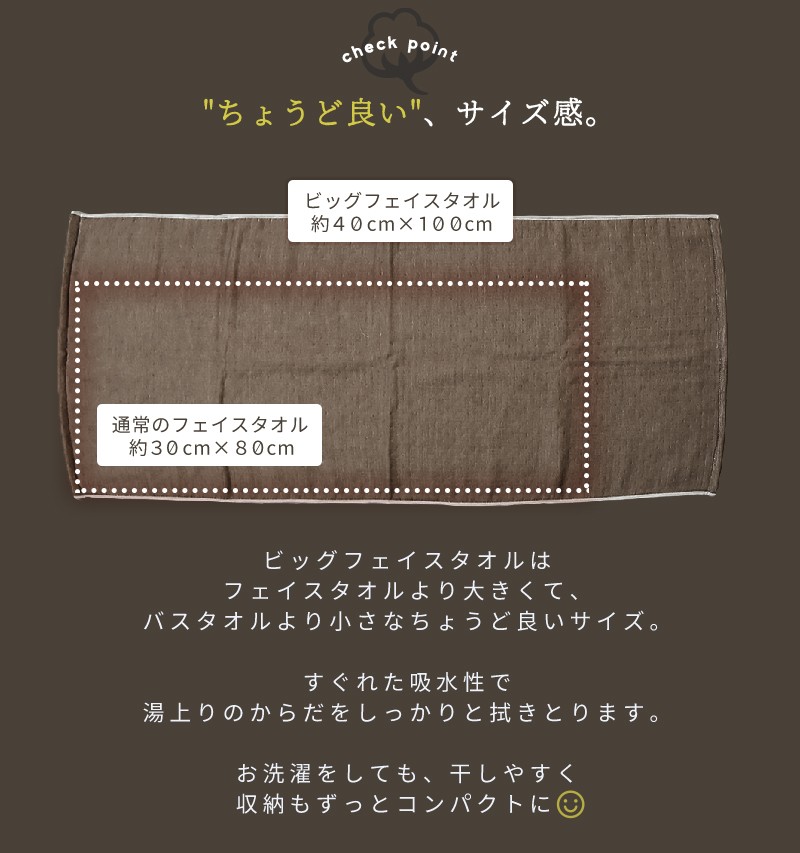 ビッグフェイスタオル おしゃれ 6重ガーゼ 40×100 吸水 ミニバスタオル 1枚までメール便 送料無料 安い [M便 1/1]