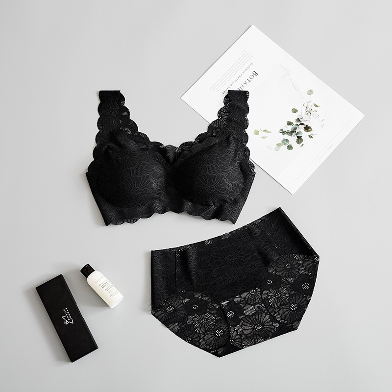 ブラジャー ショーツセット レース ノンワイヤーブラ 下着女性 [M便 1