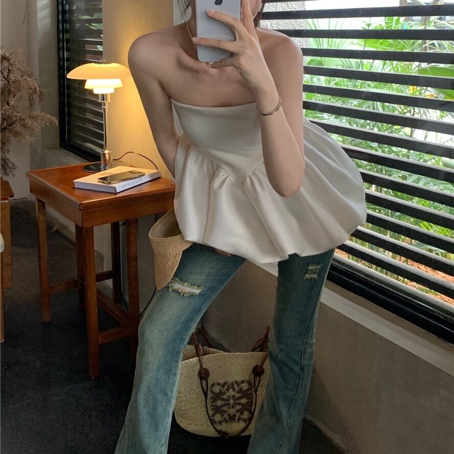 美品❗️メゾンスペシャル デニムビスチェ ペプラム ベアトップ