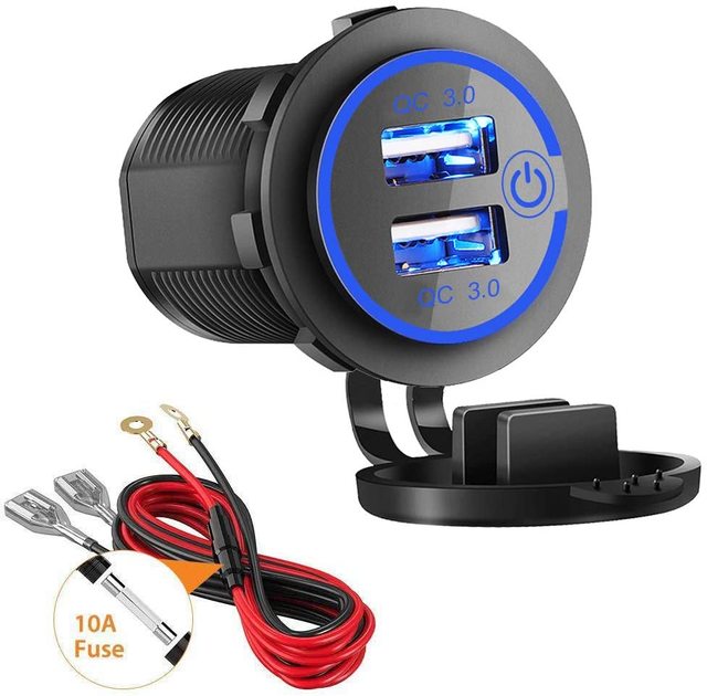 防水カーチャージャーソケット,usb,12v,充電ポート,マリン,ゴルフ,3.1a,4.2a,qc3.0,青色led電圧計付き  :ccc202205280923-00693:Minimum Tokyo - 通販 - Yahoo!ショッピング