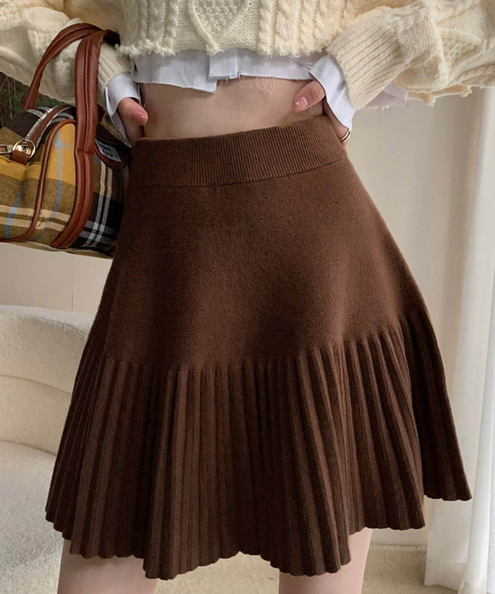 プリーツミニスカートニットスカート 秋冬【ネコポス投函