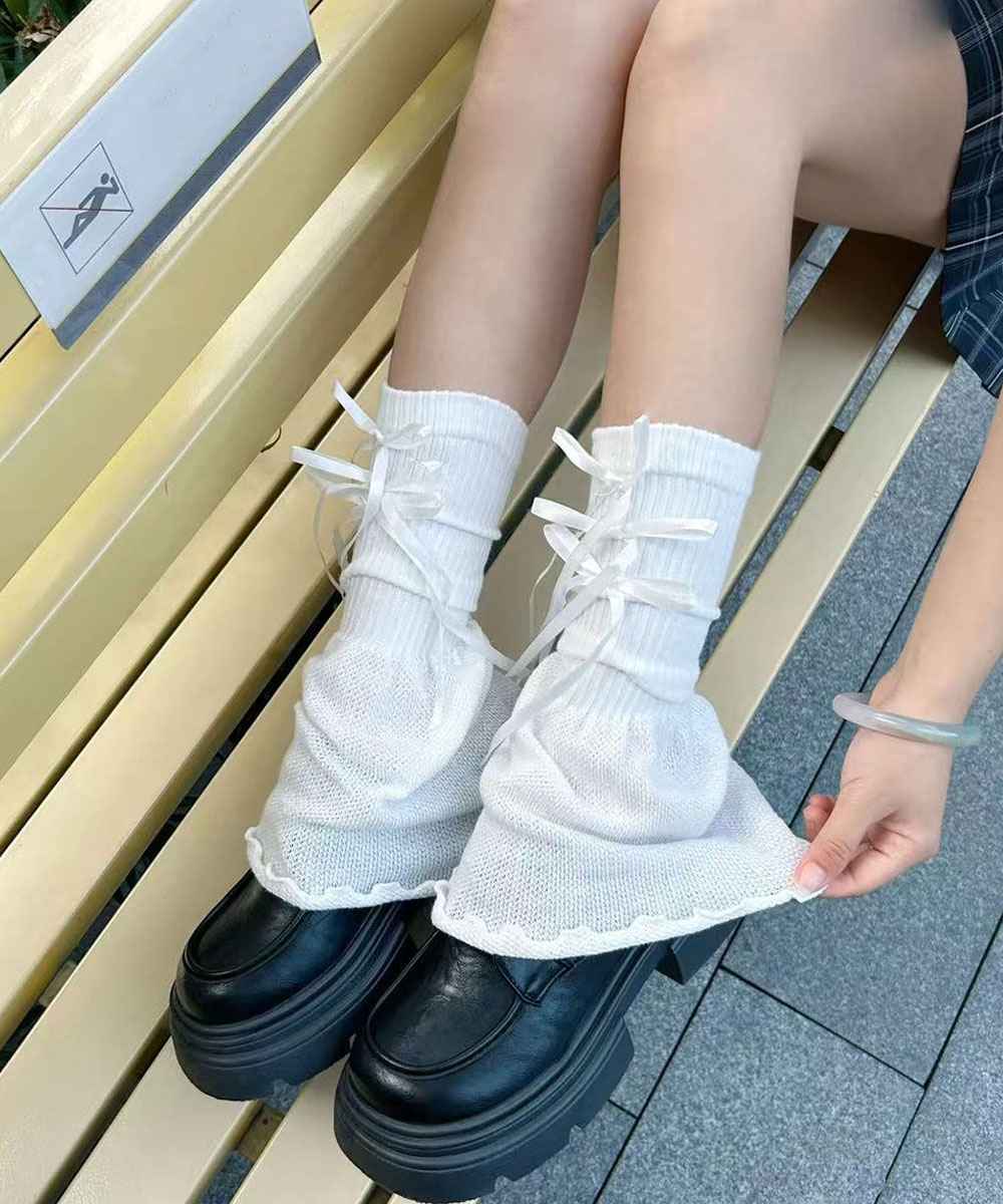 レッグウォーマー リボン付きレッグカバー【ネコポス投函】爆買