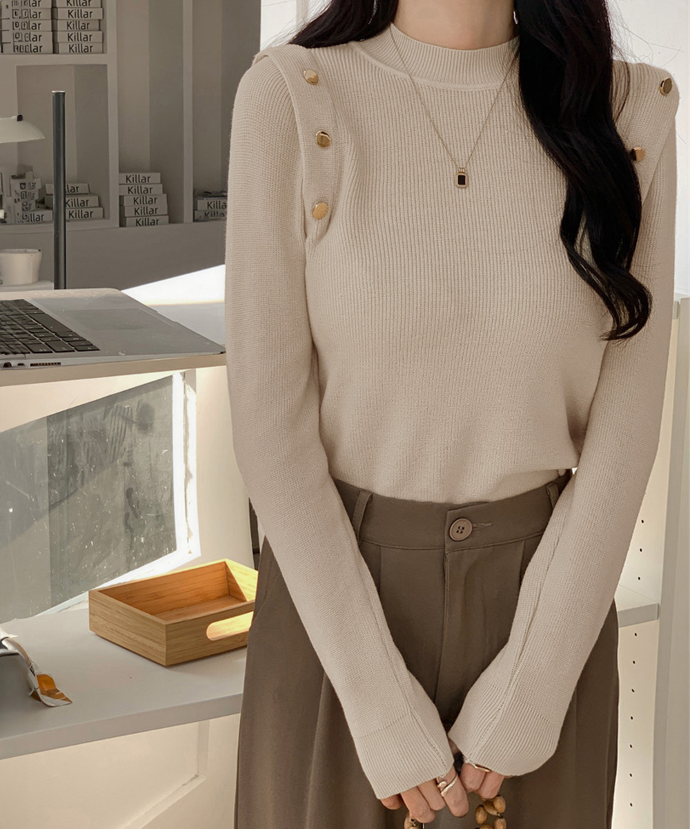 メタルボタンニットトップスプチハイネック miniministore メタルボタンニットトップスプチハイネック【ゆう