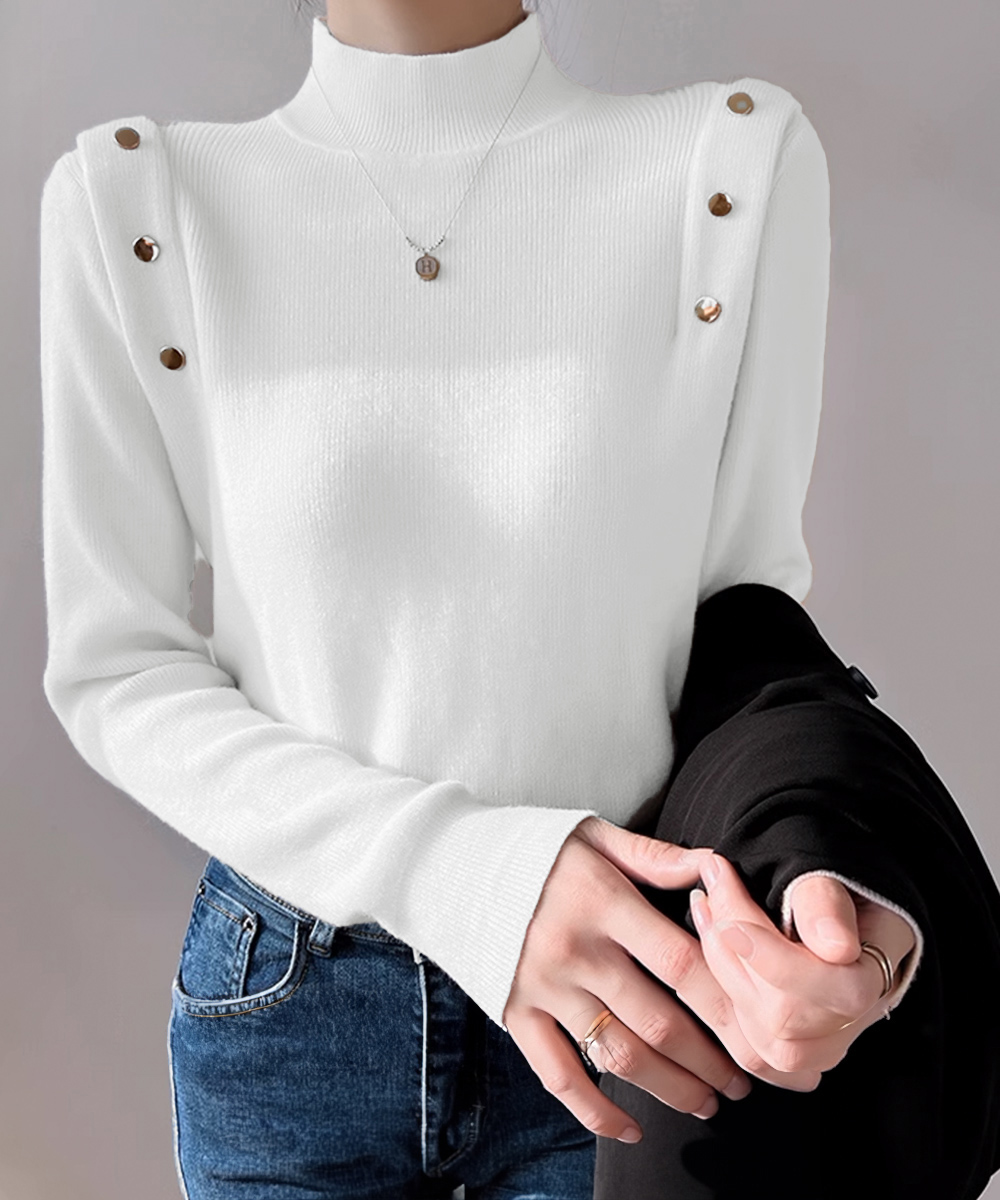 メタルボタンニットトップスプチハイネック【ゆうパケット】 miniministore メタルボタンニットトップスプチハイネック【ゆう