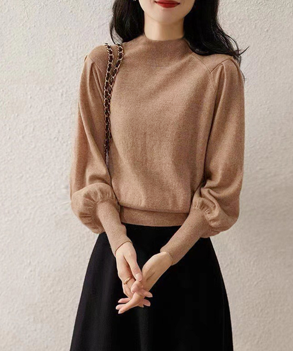 プチハイネックニットトップス 袖口ボタン【ゆうパケット】 miniministore プチハイネックニットトップス 袖口ボタン【ゆう