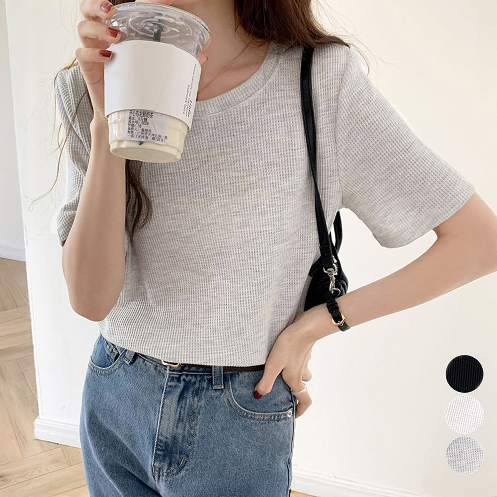 最低価格の miniministore tシャツ レディース半袖ワッフルTシャツ【ゆう 服&ファッション小物