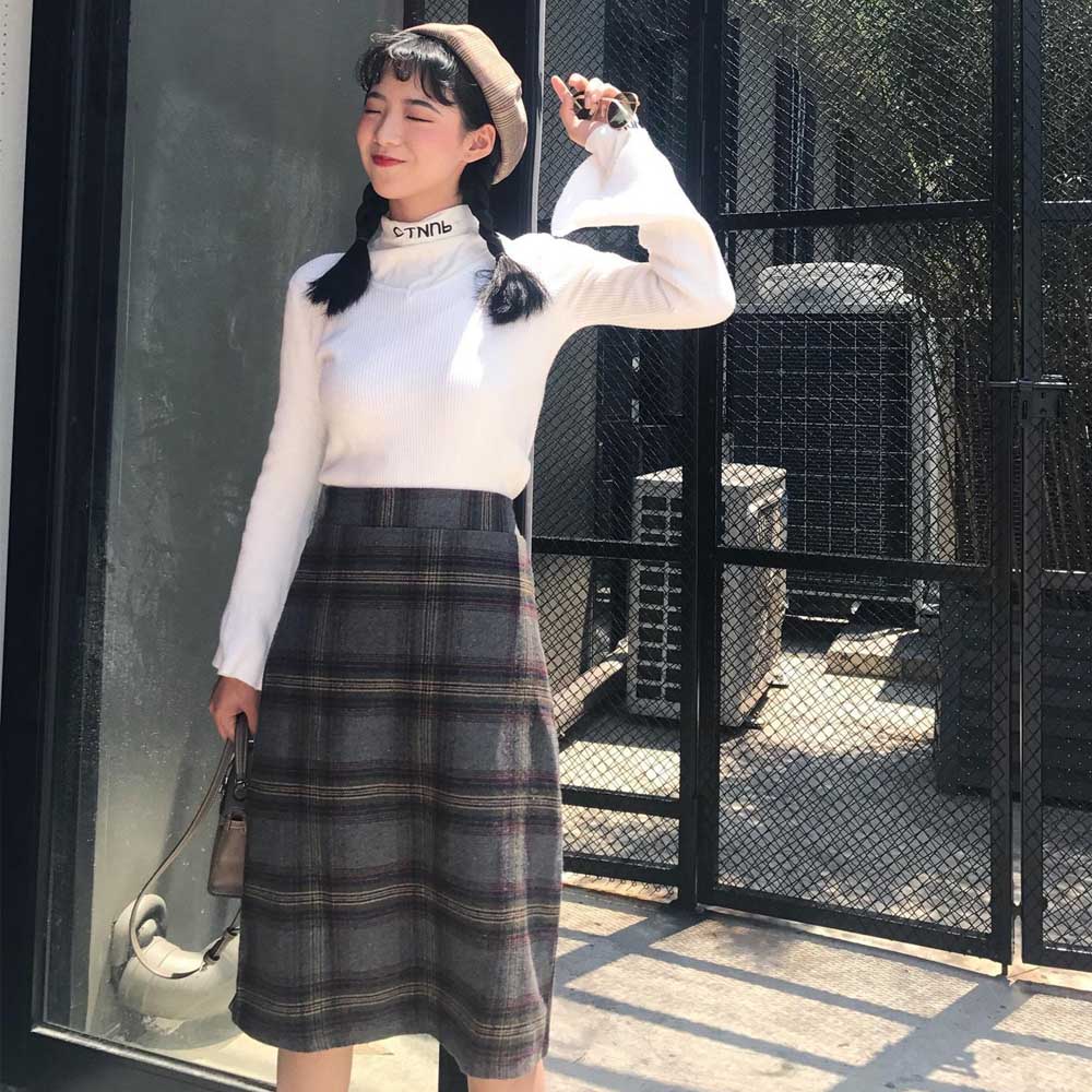 miniministore チェックスカート レディース ハイウエスト Aライン 