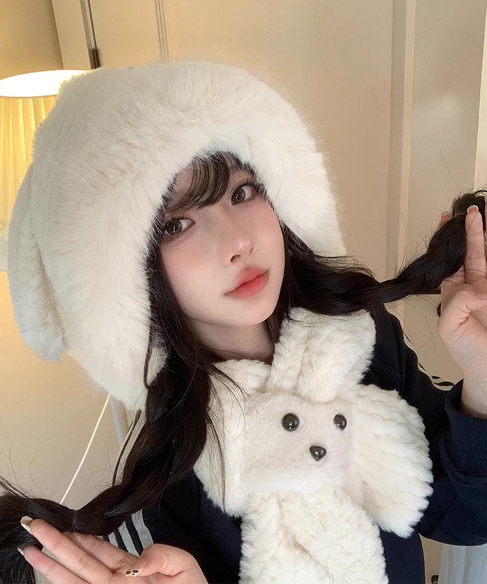 miniministore マフラー帽子うさぎ耳 ファー帽子ボア帽子 miniministore マフラー帽子うさぎ耳 ファー帽子ボア帽子