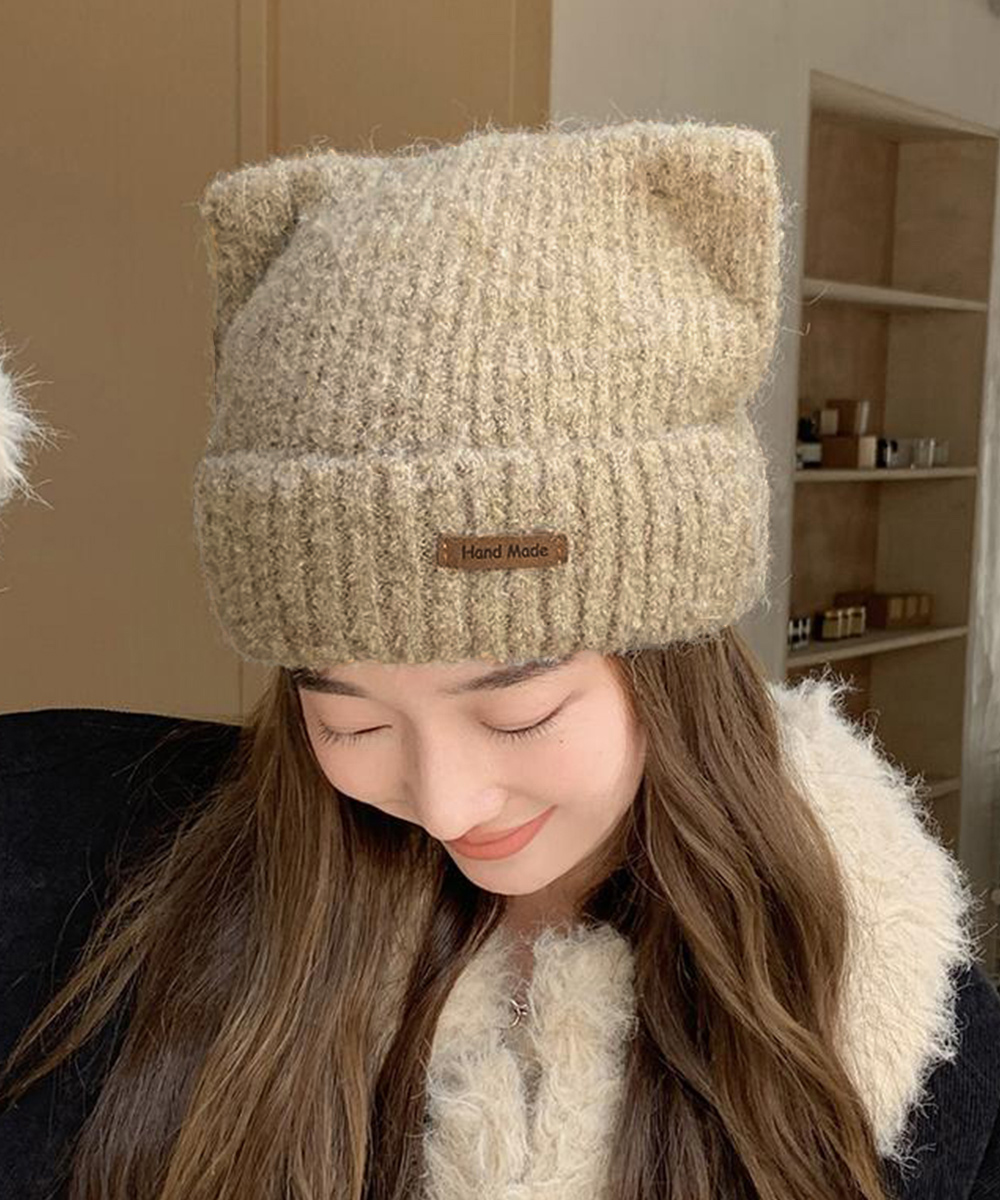 miniministore（ミニミニストア） 猫耳ビーニー リブニット帽子