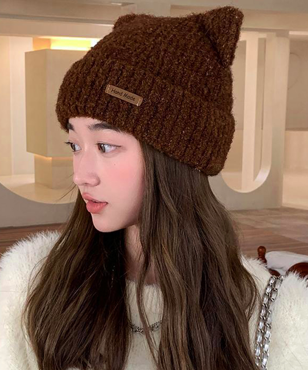 miniministore（ミニミニストア） 猫耳ビーニー リブニット帽子