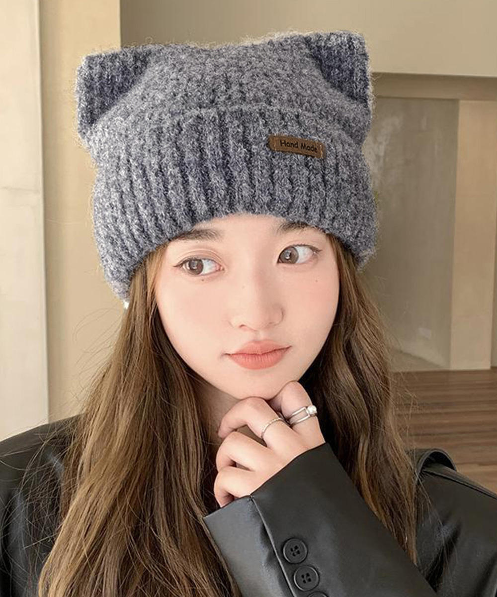 miniministore（ミニミニストア） 猫耳ビーニー リブニット帽子