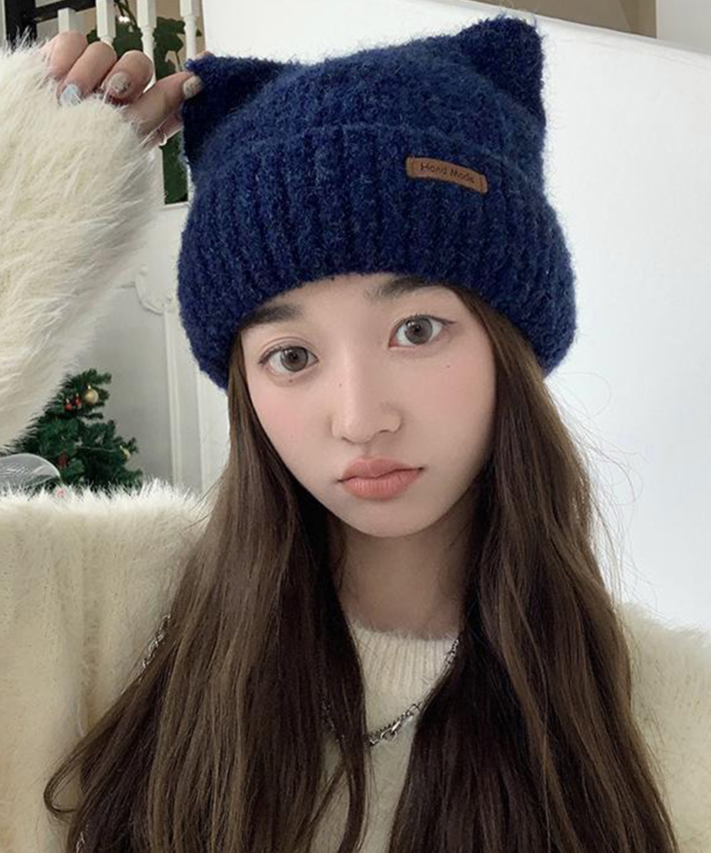 miniministore（ミニミニストア） 猫耳ビーニー リブニット帽子