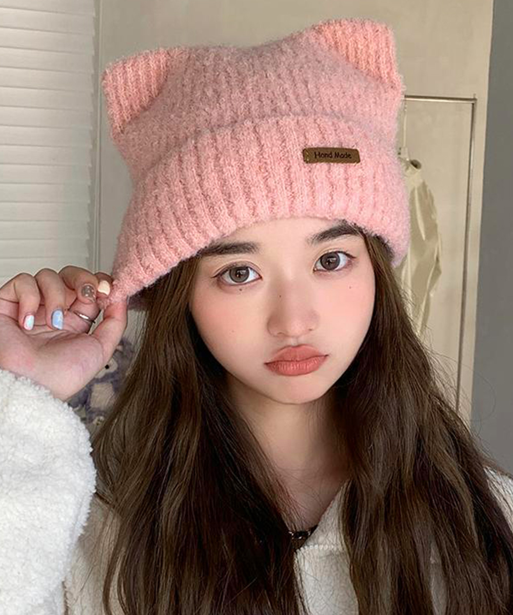 miniministore（ミニミニストア） 猫耳ビーニー リブニット帽子