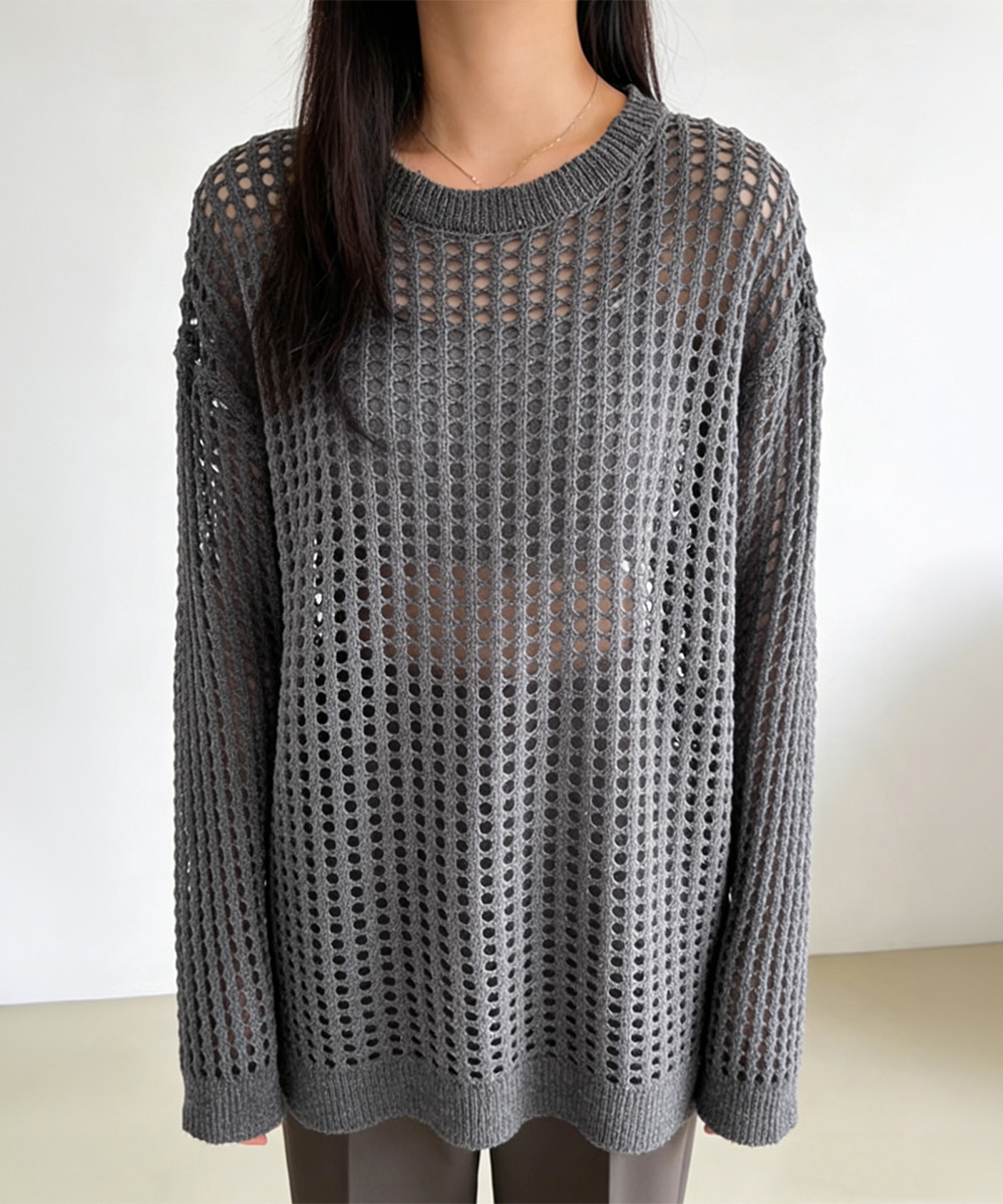 トップス　ネットトップス　メッシュ　ニット　ブラック　ネット　vintage miniministore（ミニミニストア） メッシュニット 透かし編みトップス