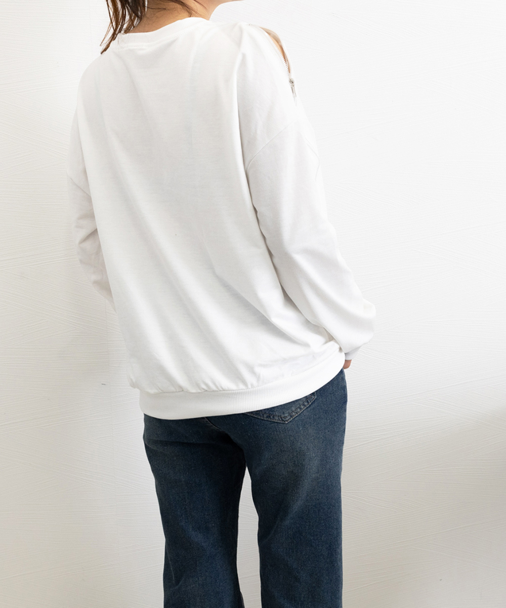 ホットプレート セール miniministore 無地【ゆう オープンショルダー トレーナー トップス