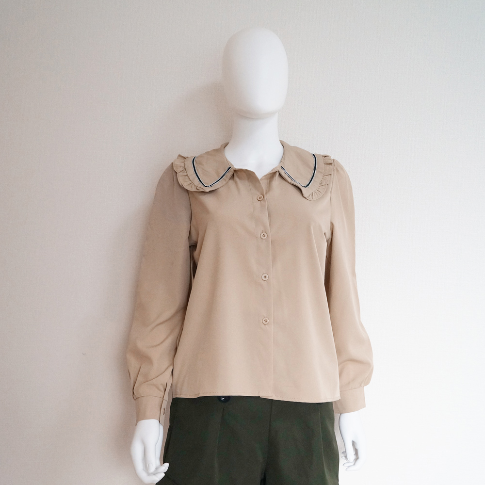 miniministore シャツブラウス フリル襟 ビッグカラー【ゆう