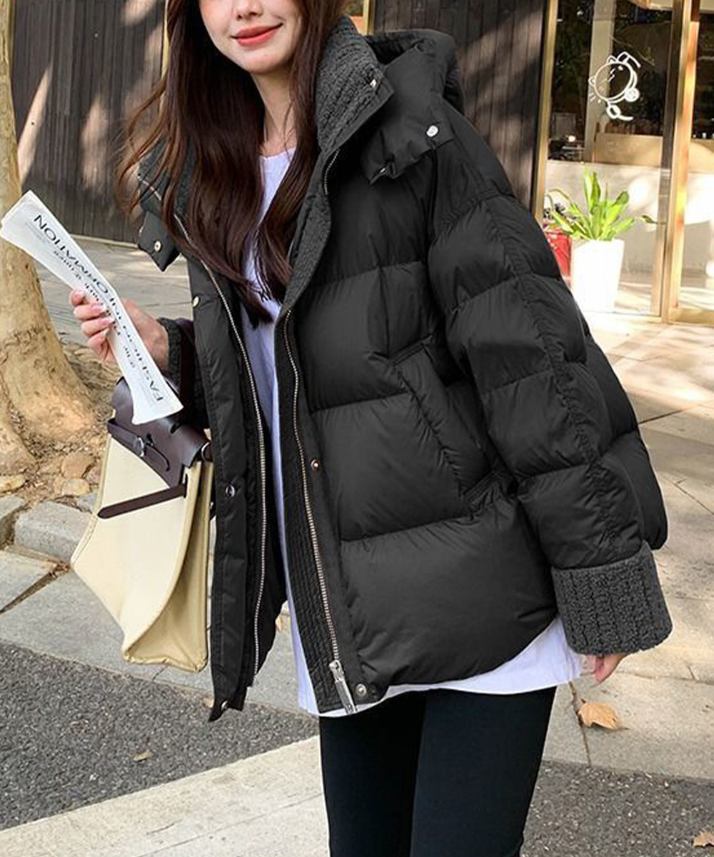 m*i様 黒 ダウンジャケット 金属ジッパー mimi様 miniministore（ミニミニストア） ダウンジャケットフード付きダウン風