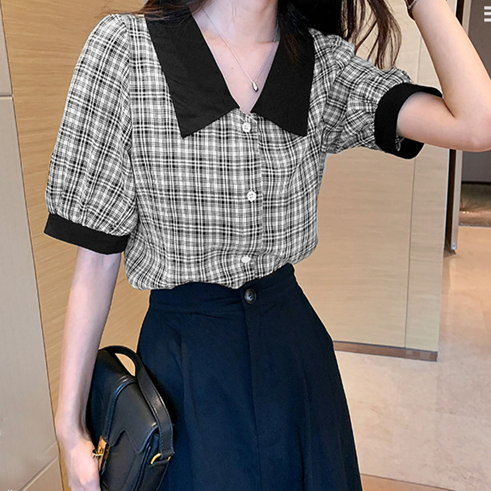 miniministore グレンチェック 柄 シャツ ブラウス 夏【ゆう