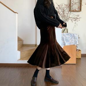 マーメイドスカート ベルベット 韓国風【ネコポス可】