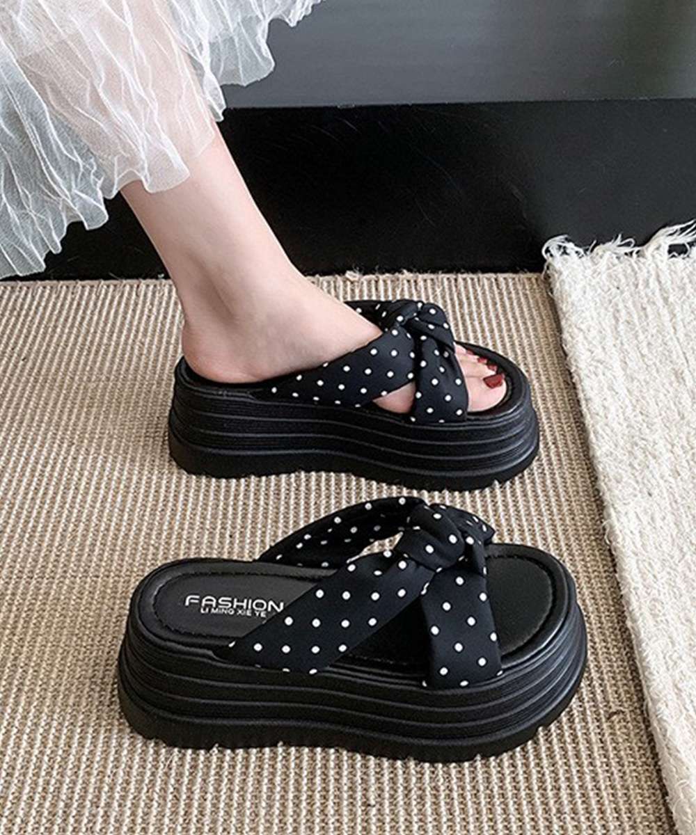 miniministore（ミニミニストア） ドット柄リボン厚底サンダル